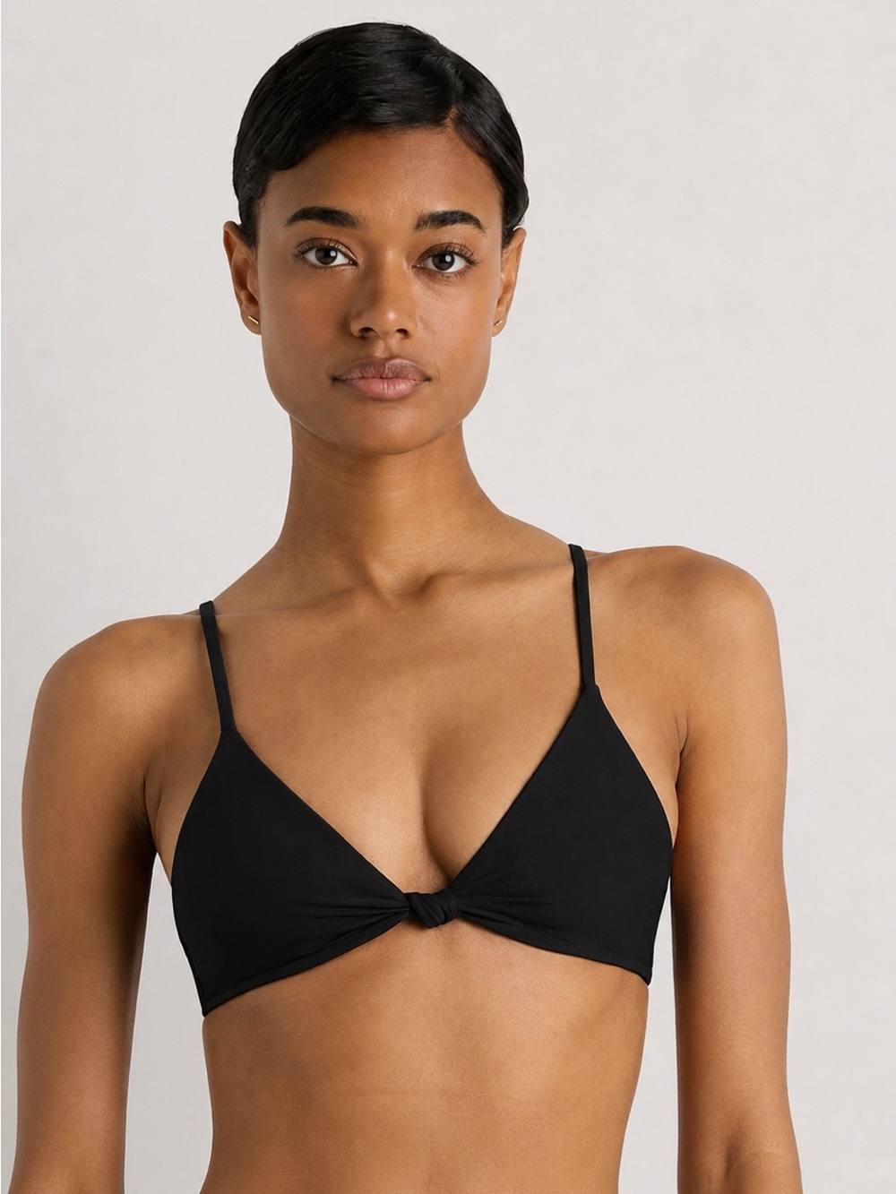 Quince Italian Knotted Triangle Bikini Top Black XL NWT 0054